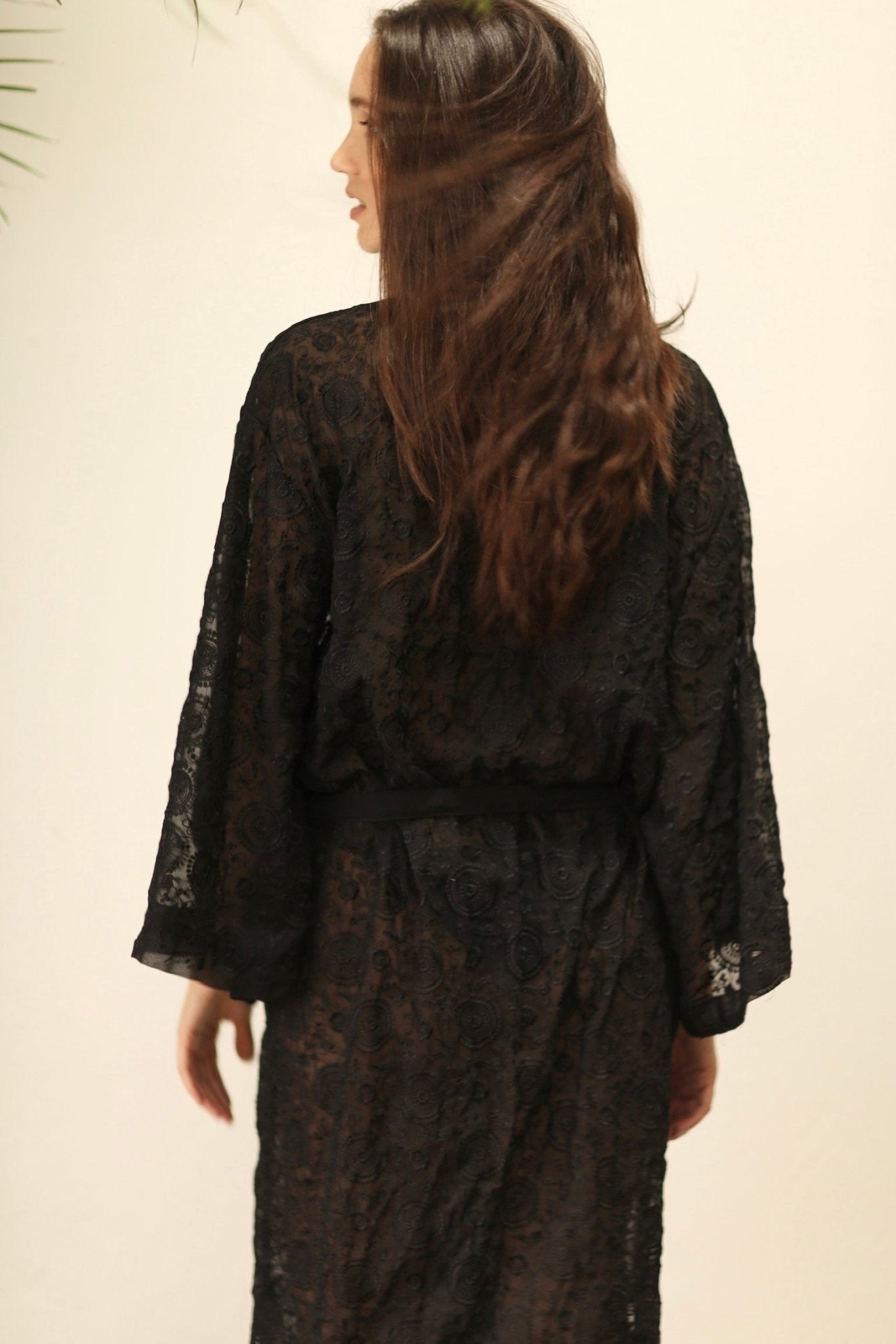 ARTEMIS BLACK CHIFFON SILK KIMONO - BANGKOK TAILOR CLOTHING STORE - HANDMADE CLOTHING