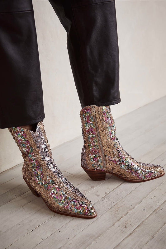ASTERIA SEQUIN ANKLE BOOTS - BANGKOK TAILOR CLOTHING STORE - HANDMADE CLOTHING
