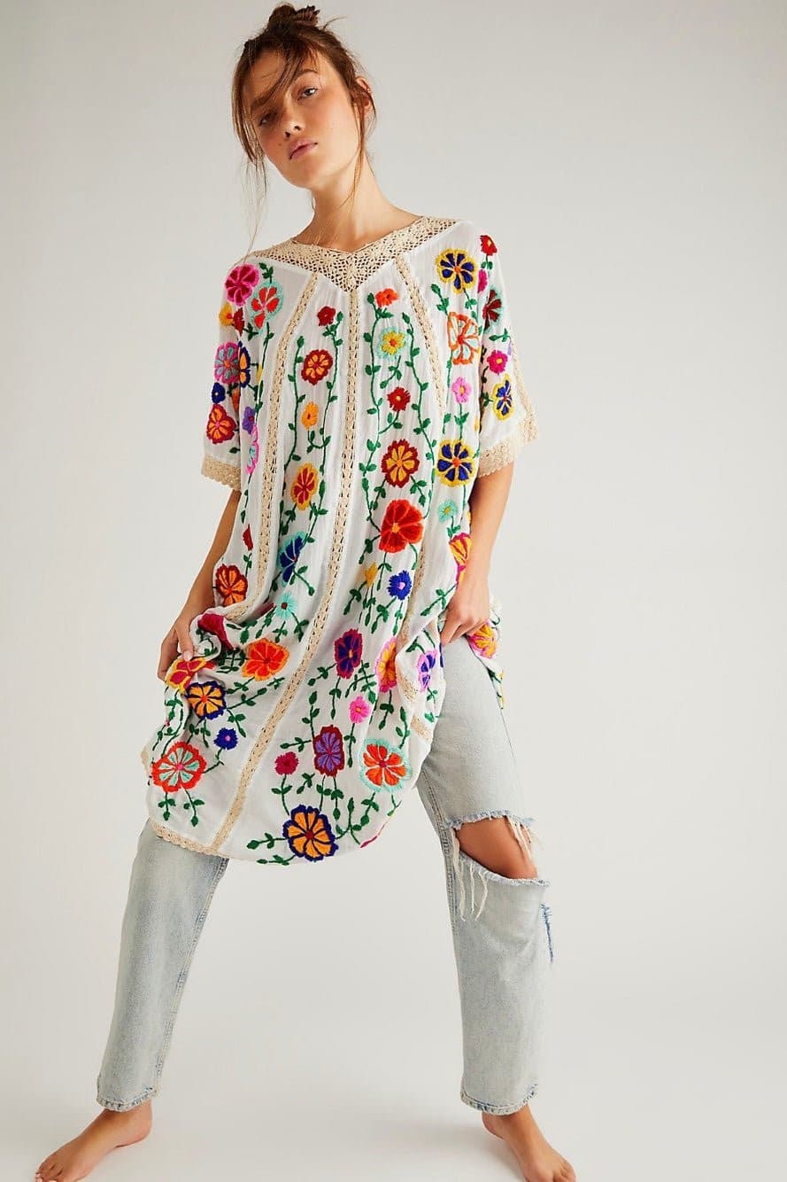 BELLA FLOR EMBROIDERED CAFTAN X FREE PEOPLE - BANGKOK TAILOR CLOTHING STORE - HANDMADE CLOTHING