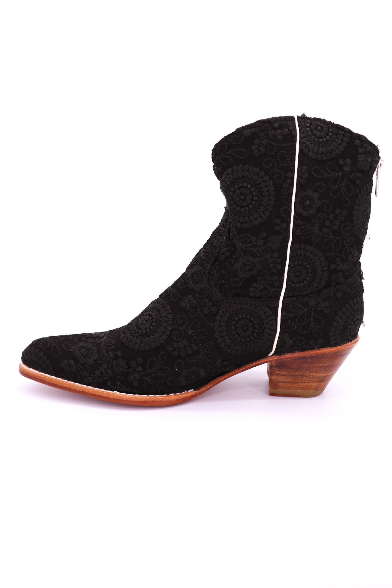 BLACK EMBROIDERED BOOTIES JAUNE - BANGKOK TAILOR CLOTHING STORE - HANDMADE CLOTHING