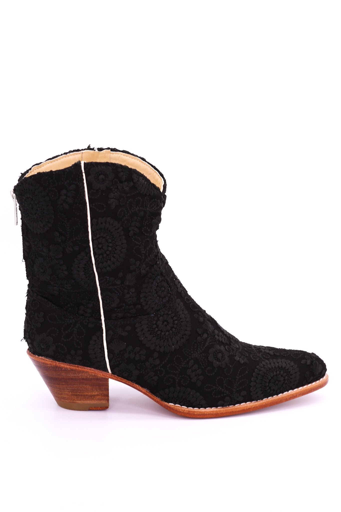 BLACK EMBROIDERED BOOTIES JAUNE - BANGKOK TAILOR CLOTHING STORE - HANDMADE CLOTHING