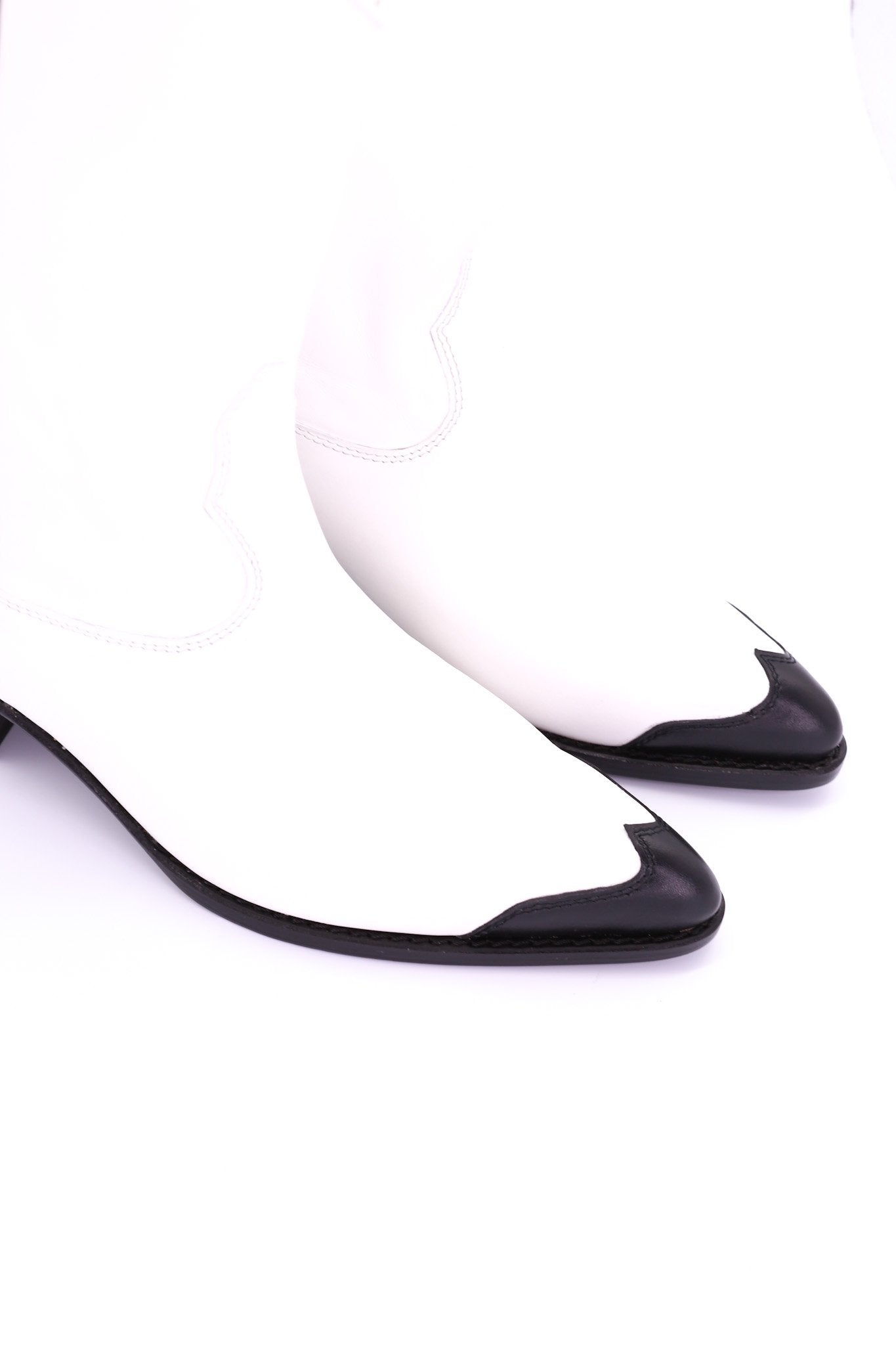 BLACK WHITE CLEAN COWBOY BOOTS CHARLY - BANGKOK TAILOR CLOTHING STORE - HANDMADE CLOTHING