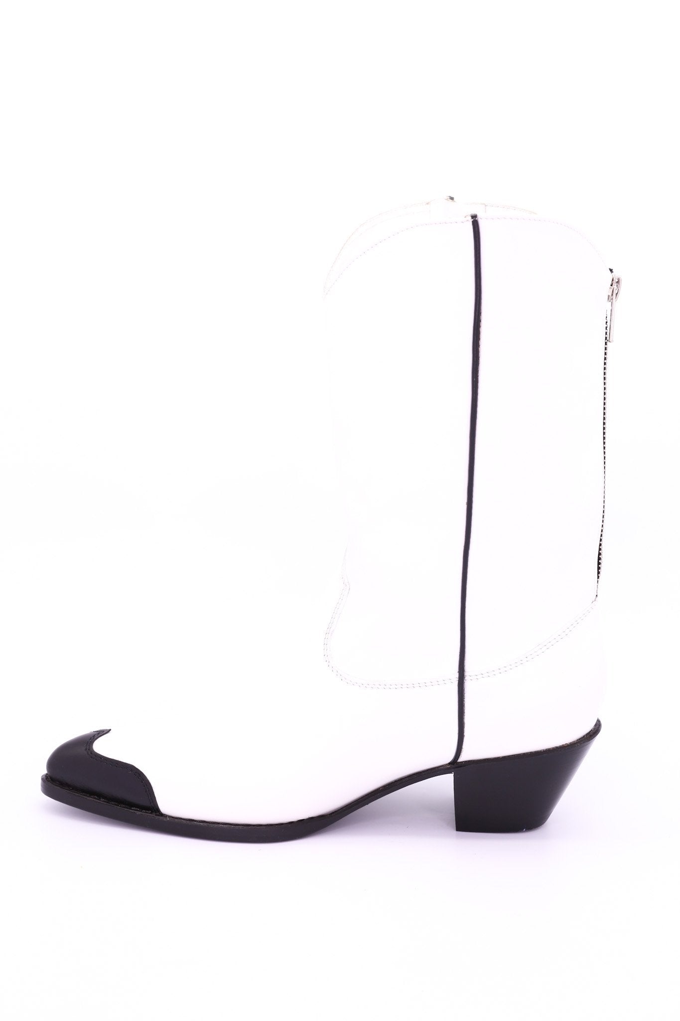 BLACK WHITE CLEAN COWBOY BOOTS CHARLY - BANGKOK TAILOR CLOTHING STORE - HANDMADE CLOTHING