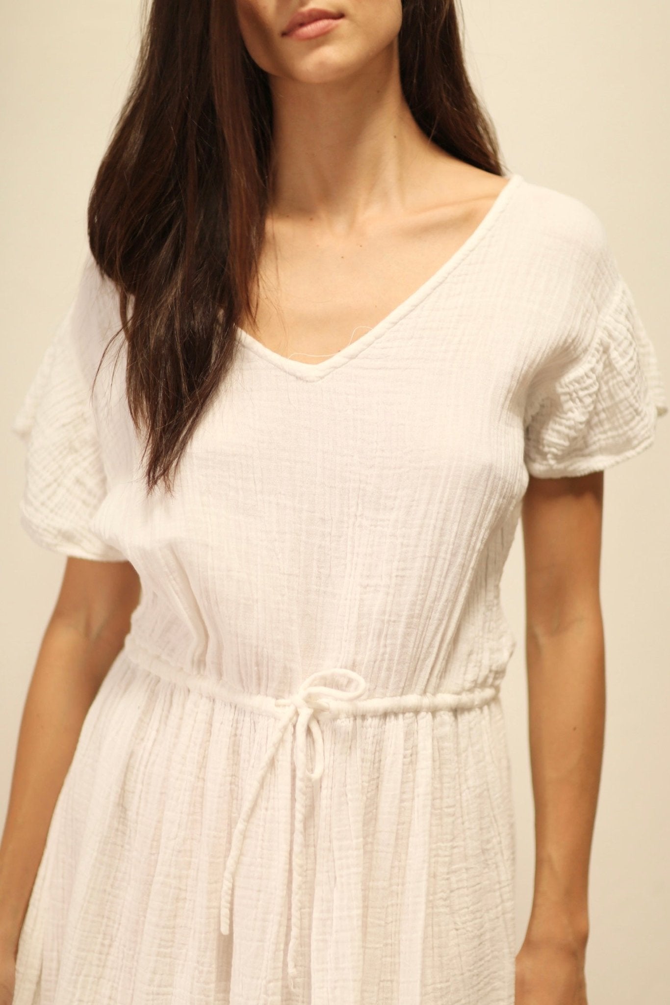 CASSANDRA WHITE DRESS 100% COTTON - BANGKOK TAILOR CLOTHING STORE - HANDMADE CLOTHING