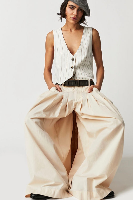 CASSIA PLEATED TROUSERS WIDE LEG PANTS - BANGKOK TAILOR CLOTHING STORE - HANDMADE CLOTHING