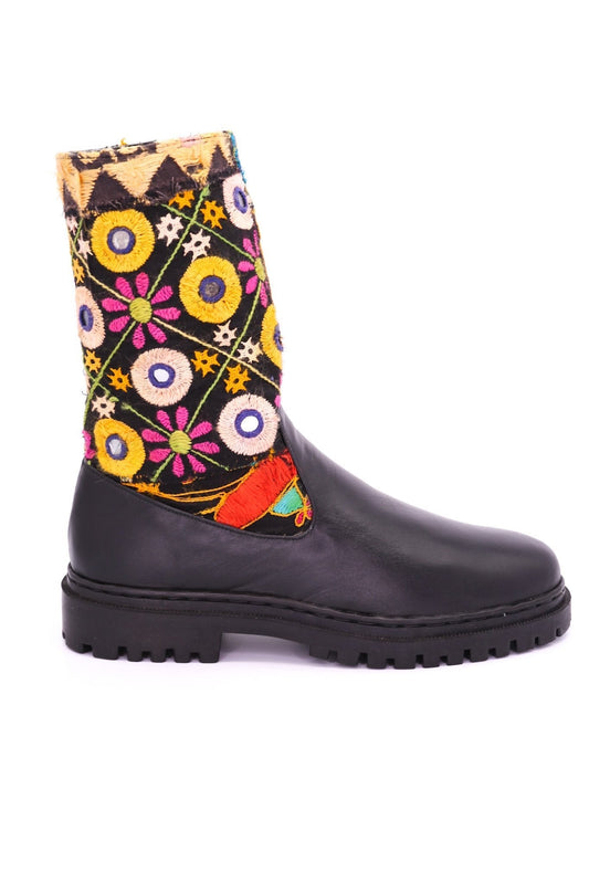 CHUNKY BOOTS EMBROIDERED PATCHWORK FREJA - BANGKOK TAILOR CLOTHING STORE - HANDMADE CLOTHING