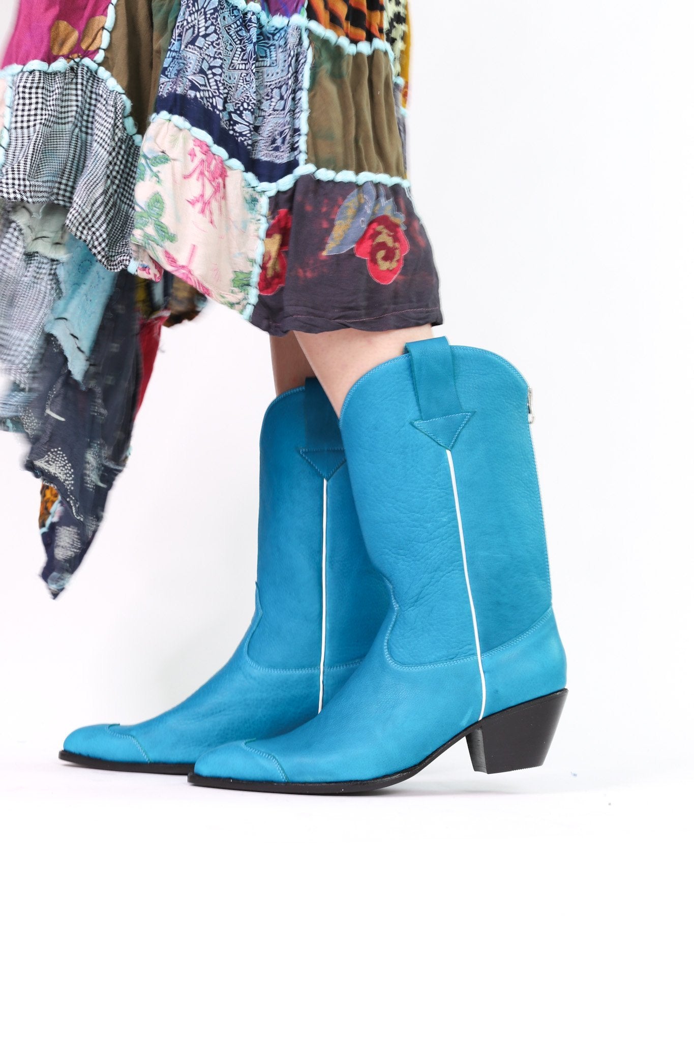 CLEAN TURQUOISE COWBOY BOOTS CARLEY - BANGKOK TAILOR CLOTHING STORE - HANDMADE CLOTHING