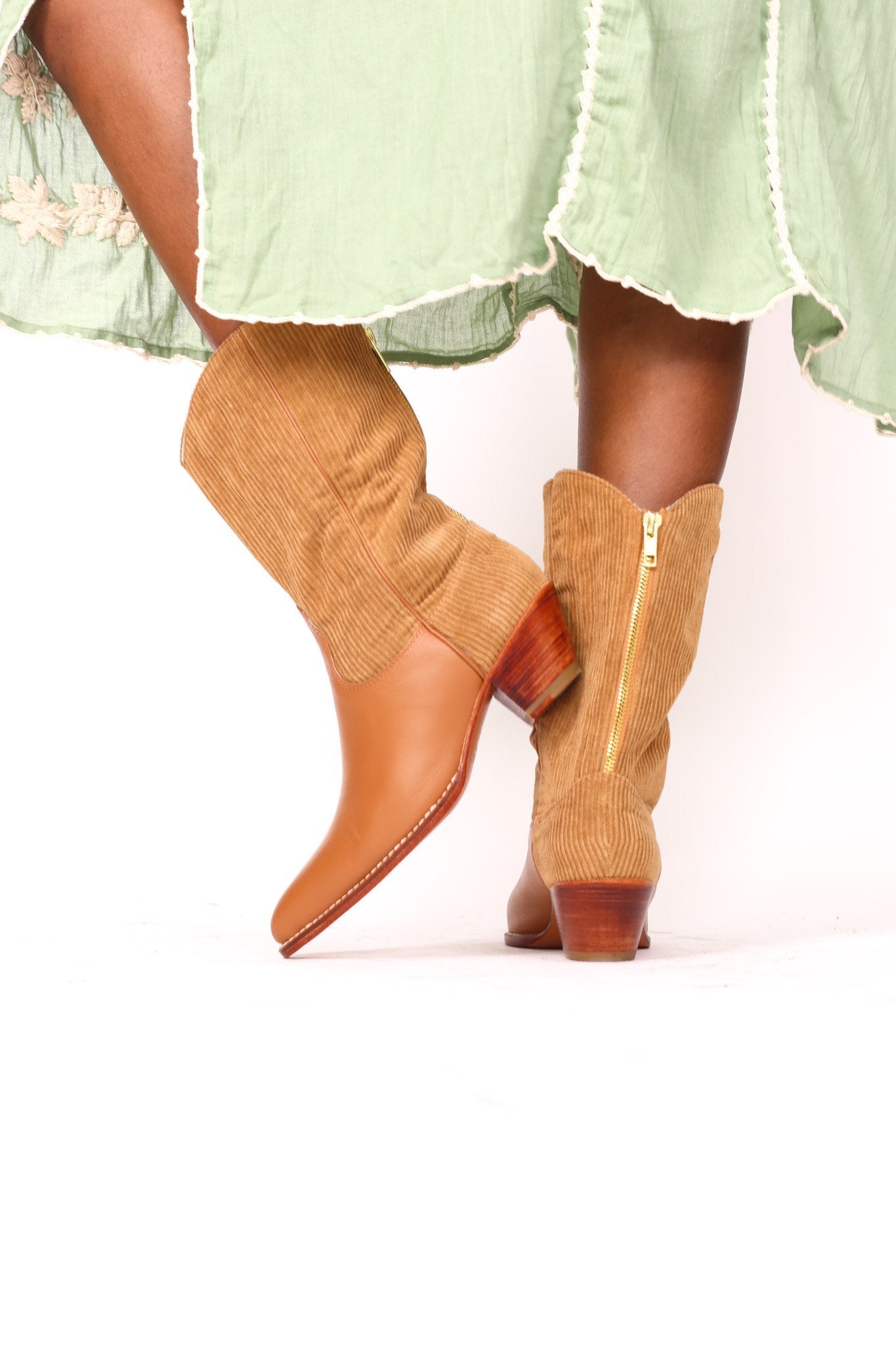 CORDUROY WESTERN STYLE BOOTS - BANGKOK TAILOR CLOTHING STORE - HANDMADE CLOTHING