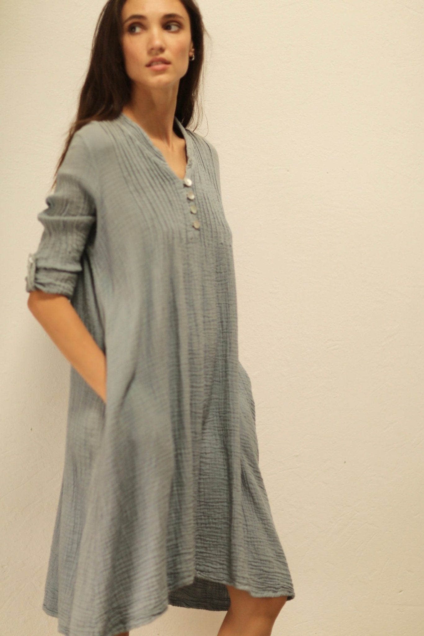 COTTON DRESS HARMONIA - BANGKOK TAILOR CLOTHING STORE - HANDMADE CLOTHING