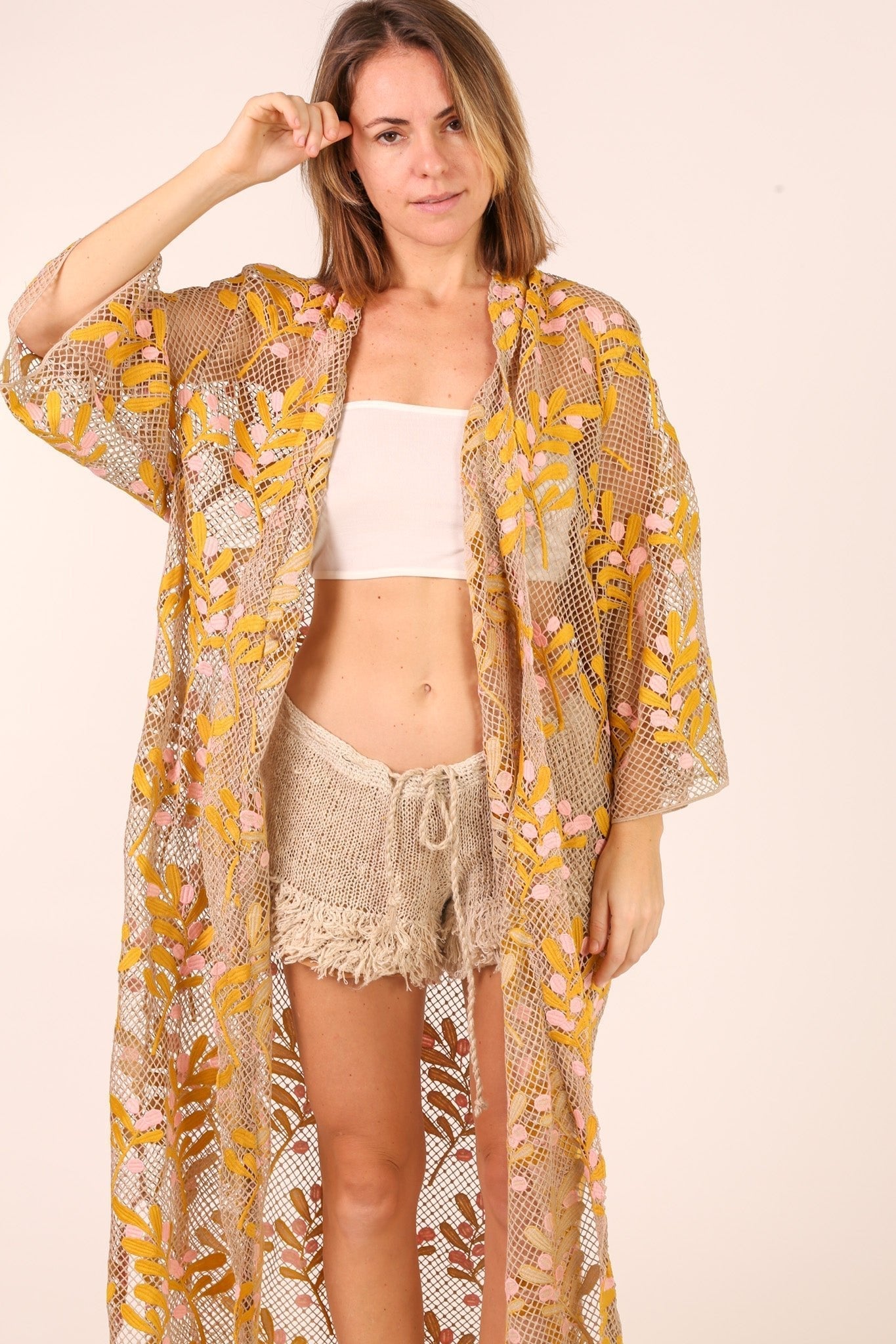 COTTON EMBROIDERED LACE KIMONO EWAS - BANGKOK TAILOR CLOTHING STORE - HANDMADE CLOTHING