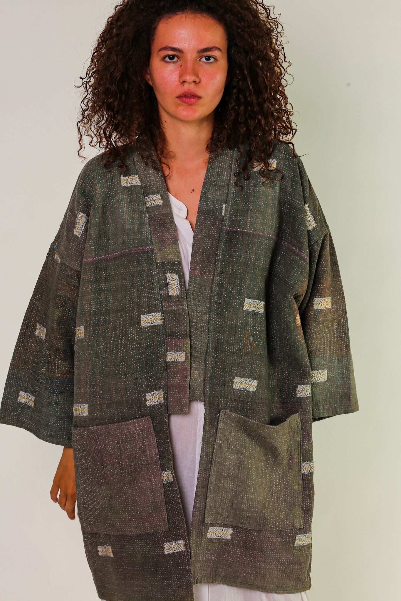 COTTON JACKET PIRA VINTAGE KANTHA QUILT - BANGKOK TAILOR CLOTHING STORE - HANDMADE CLOTHING