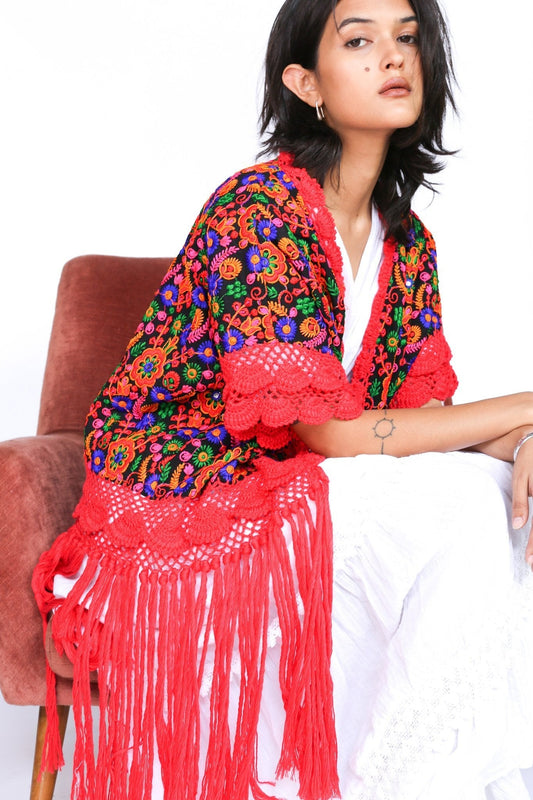 CROCHET FRINGE KAFTAN ZANA - BANGKOK TAILOR CLOTHING STORE - HANDMADE CLOTHING