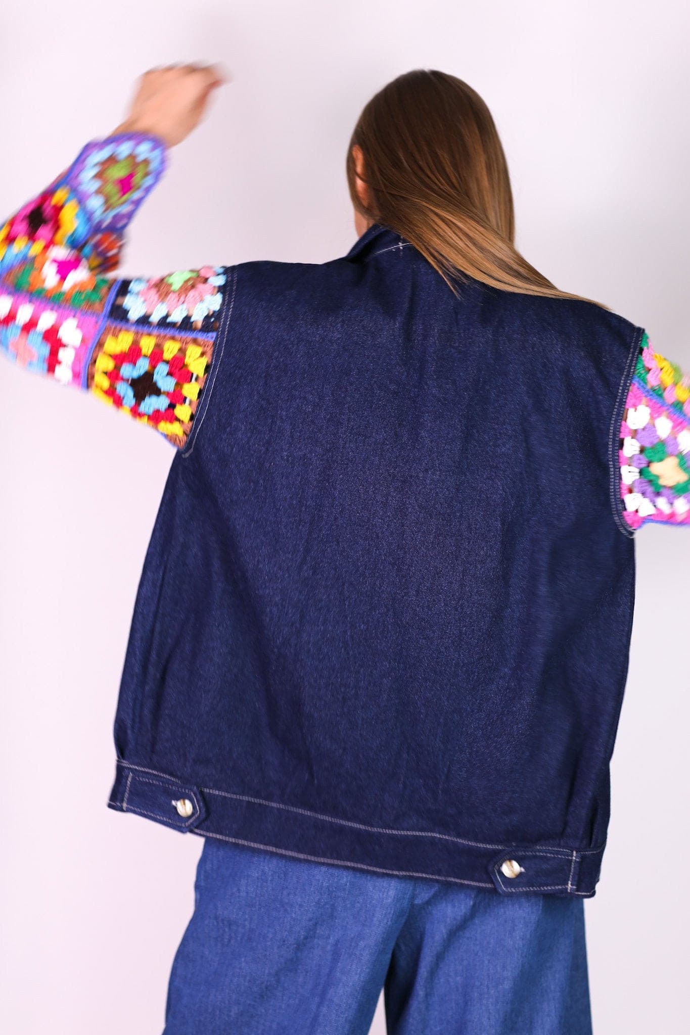 DENIM CROCHET JACKET VICKY - BANGKOK TAILOR CLOTHING STORE - HANDMADE CLOTHING