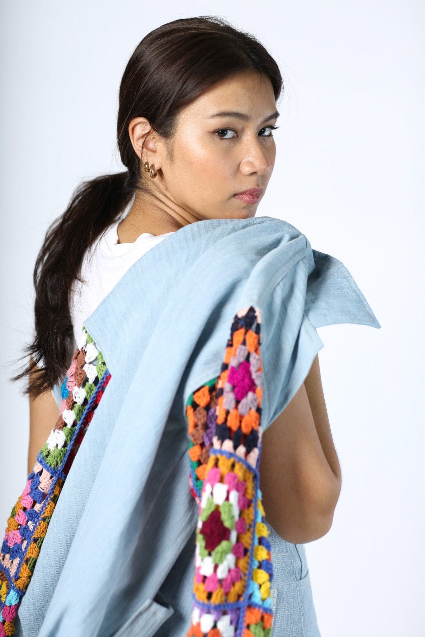 DENIM CROCHET SLEEVE JACKET NIALA - BANGKOK TAILOR CLOTHING STORE - HANDMADE CLOTHING