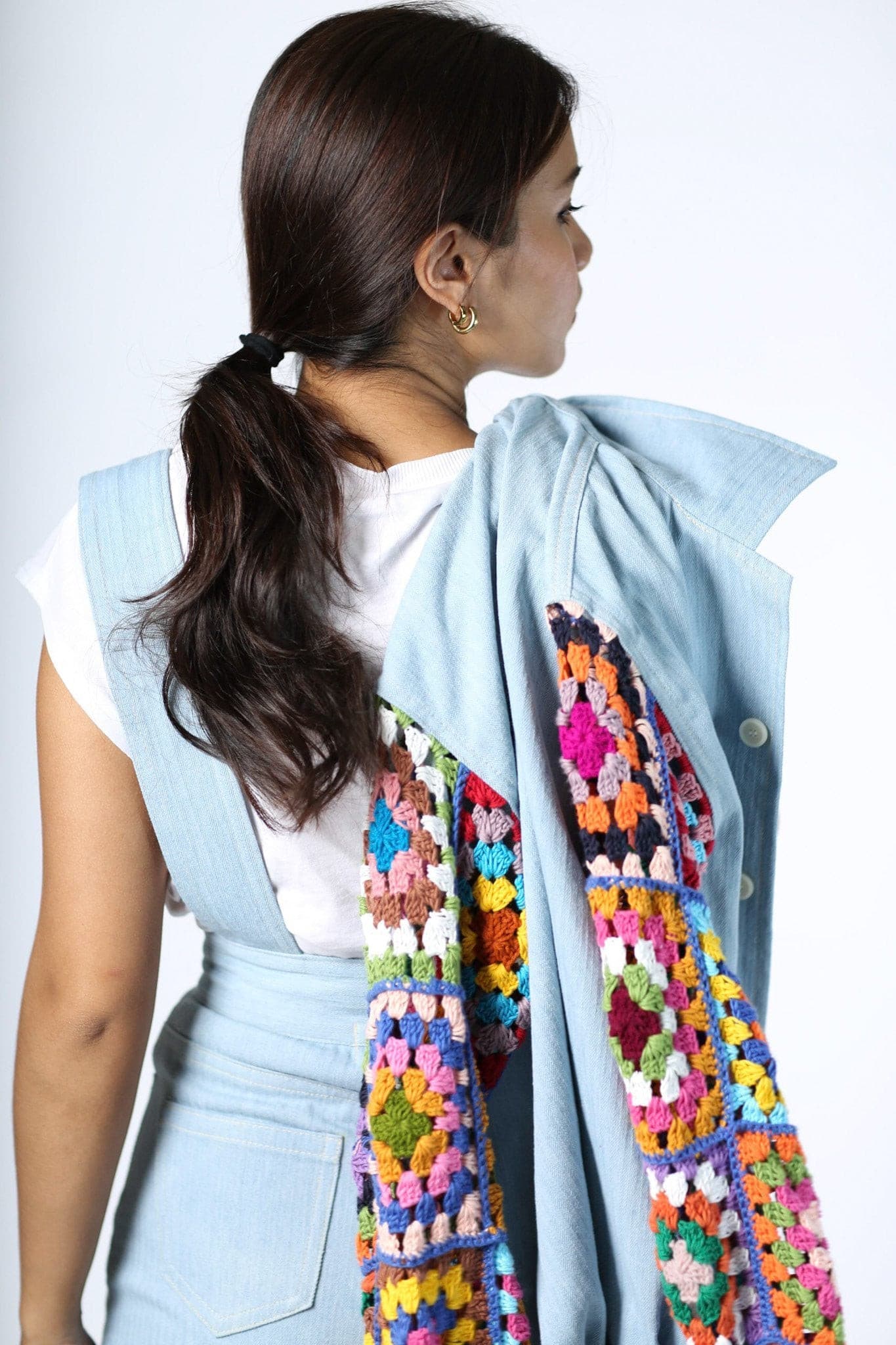 DENIM CROCHET SLEEVE JACKET NIALA - BANGKOK TAILOR CLOTHING STORE - HANDMADE CLOTHING