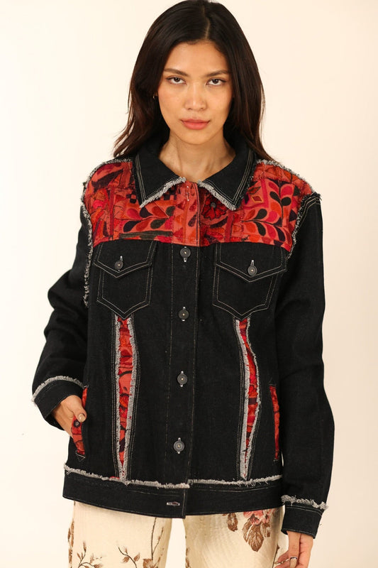 DENIM EMBROIDERED PATCHWORK JACKET FARSIS - BANGKOK TAILOR CLOTHING STORE - HANDMADE CLOTHING