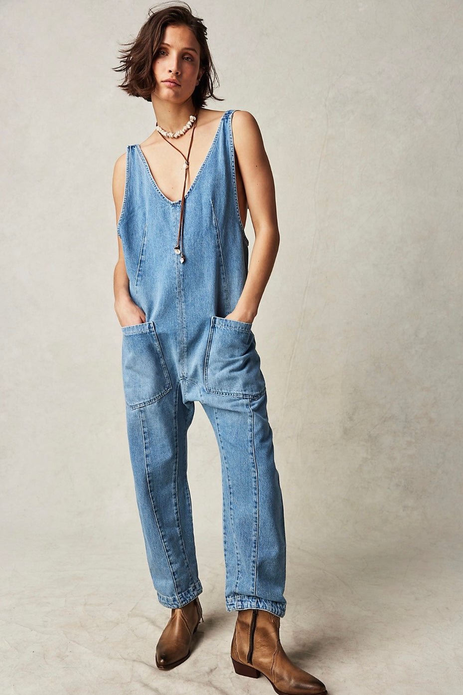 DENIM JUMPSUIT OLIVIA - BANGKOK TAILOR CLOTHING STORE - HANDMADE CLOTHING