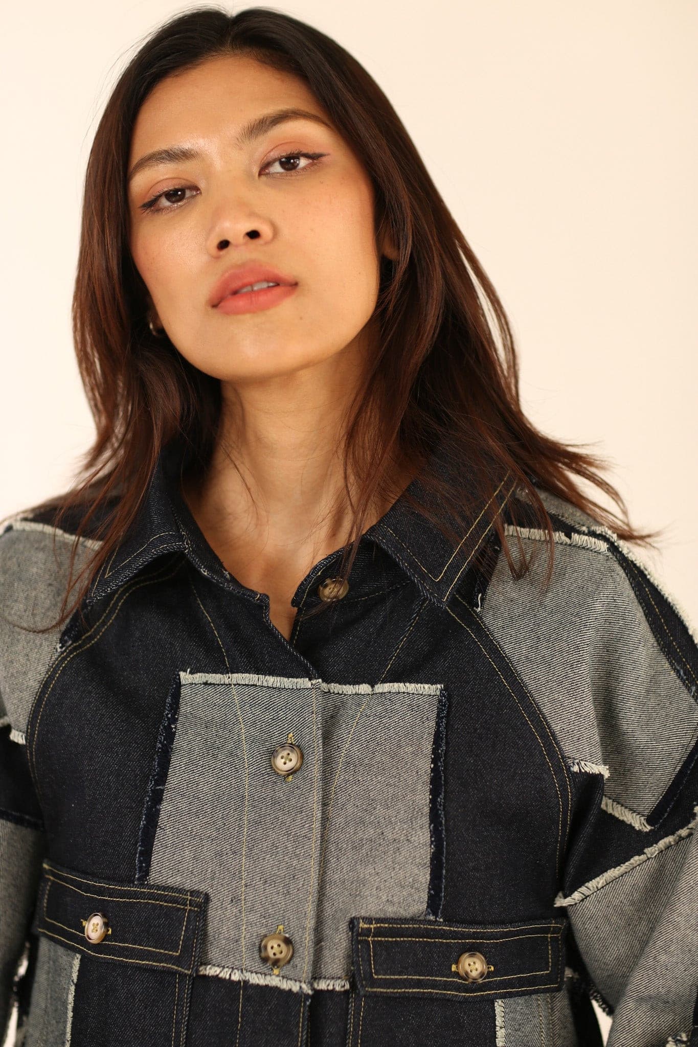 DENIM PATCHWORK JACKET MASHA - BANGKOK TAILOR CLOTHING STORE - HANDMADE CLOTHING