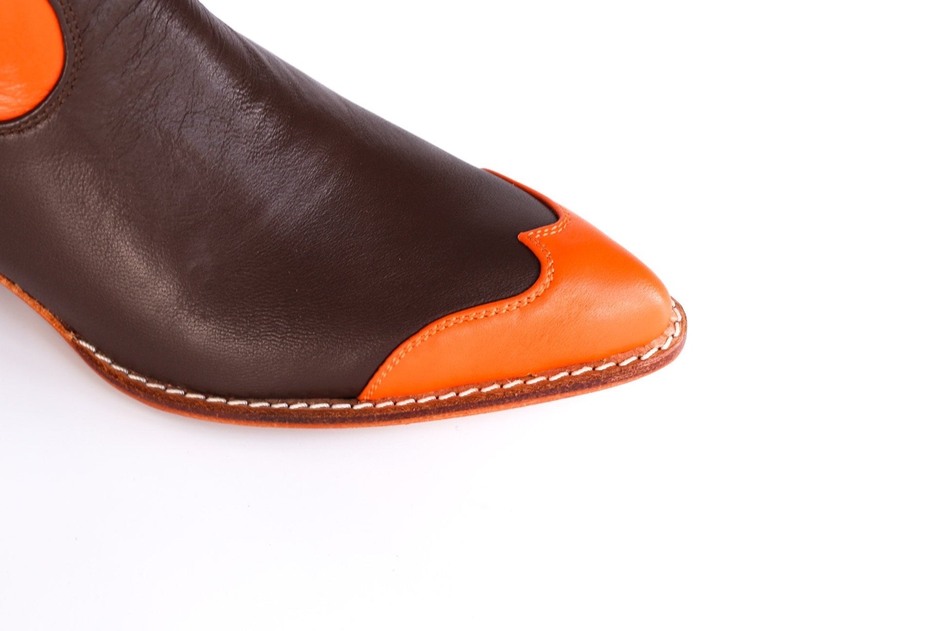 EASY RIDER ORANGE BROWN WESTERN BOOTS - BANGKOK TAILOR CLOTHING STORE - HANDMADE CLOTHING