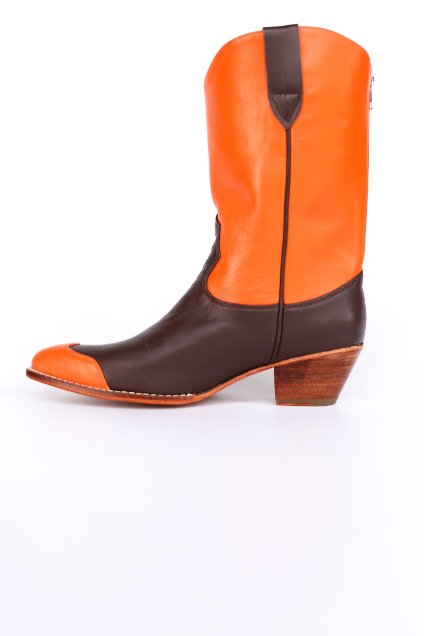 EASY RIDER ORANGE BROWN WESTERN BOOTS - BANGKOK TAILOR CLOTHING STORE - HANDMADE CLOTHING