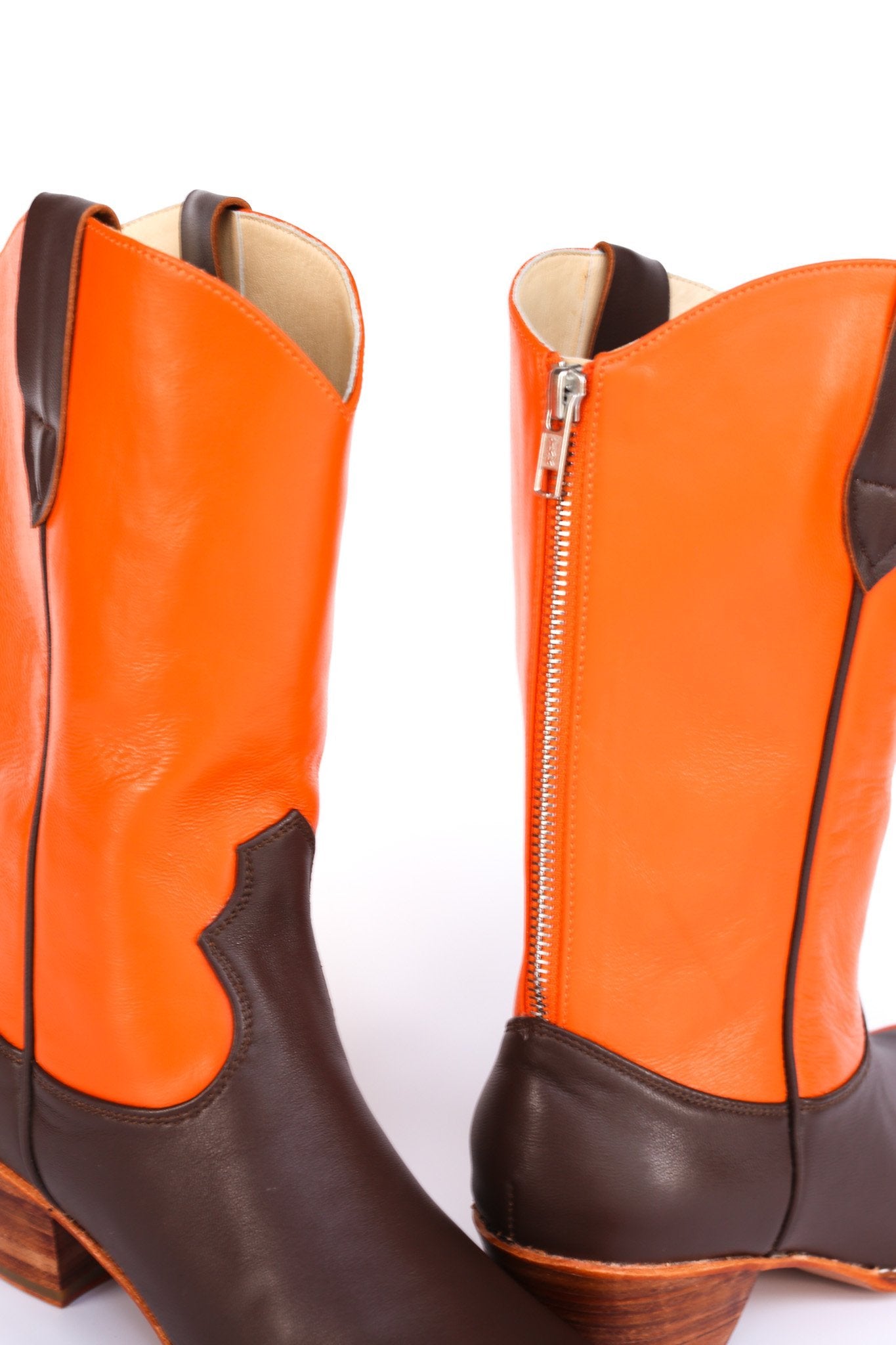 EASY RIDER ORANGE BROWN WESTERN BOOTS - BANGKOK TAILOR CLOTHING STORE - HANDMADE CLOTHING