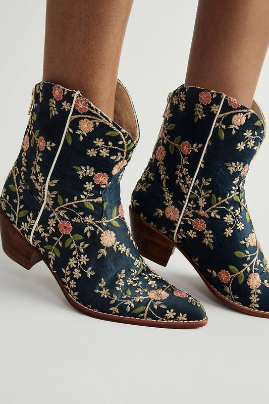 ELOISE EMBROIDERED ANKLE BOOTS - BANGKOK TAILOR CLOTHING STORE - HANDMADE CLOTHING