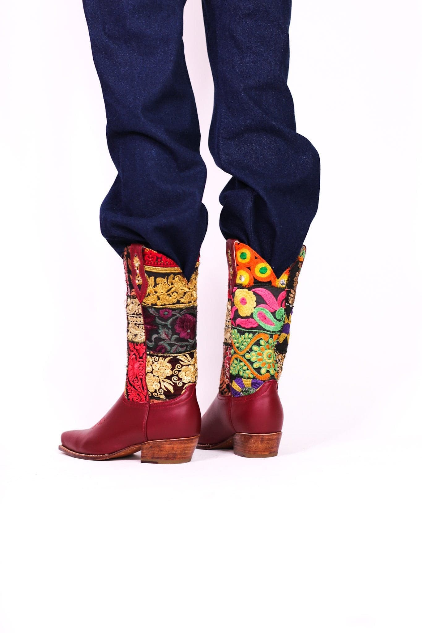 EMBROIDERED BOOTS MARLA (RED) - BANGKOK TAILOR CLOTHING STORE - HANDMADE CLOTHING