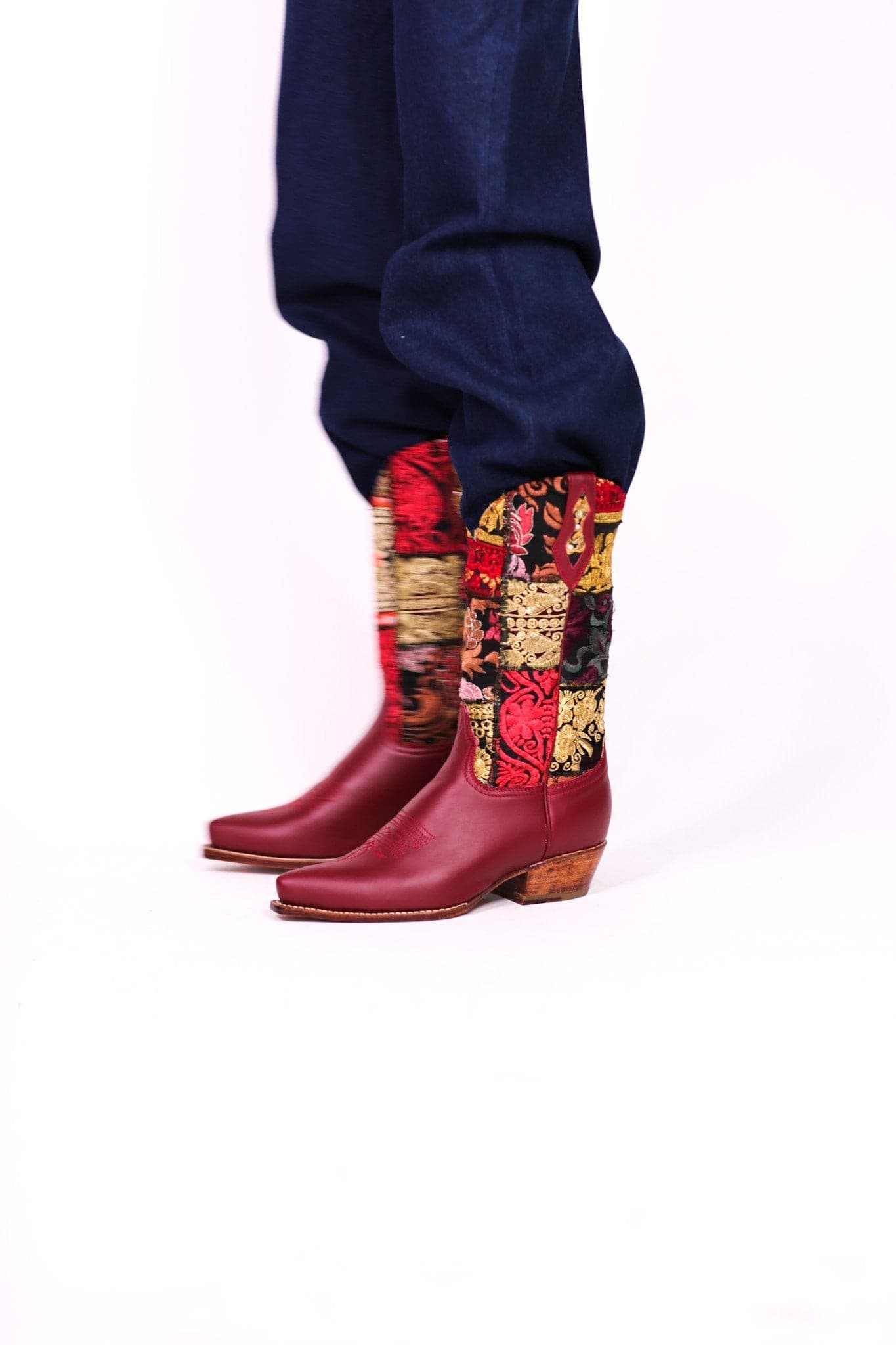 EMBROIDERED BOOTS MARLA (RED) - BANGKOK TAILOR CLOTHING STORE - HANDMADE CLOTHING