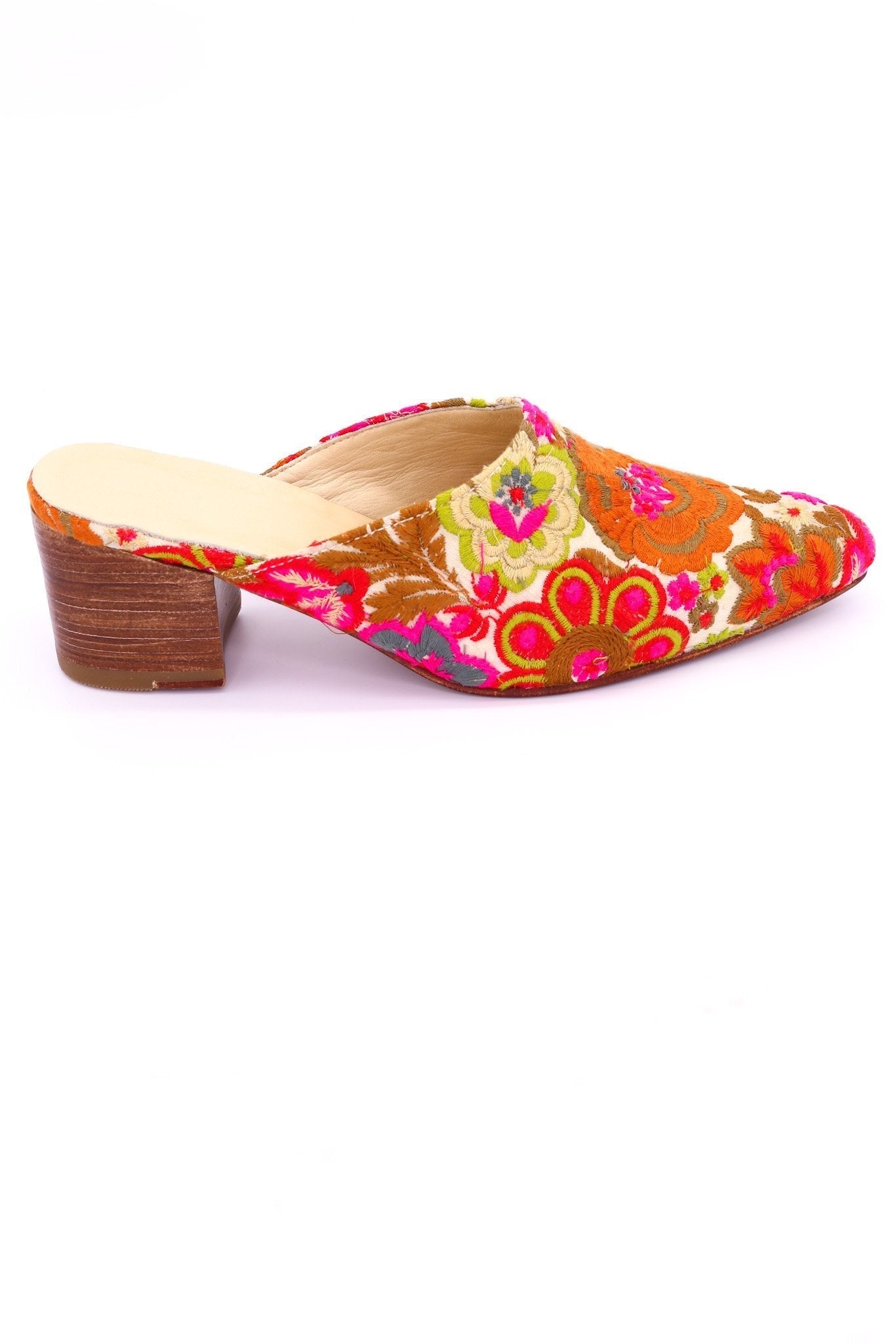 EMBROIDERED HEELED MULES ELLIE - BANGKOK TAILOR CLOTHING STORE - HANDMADE CLOTHING