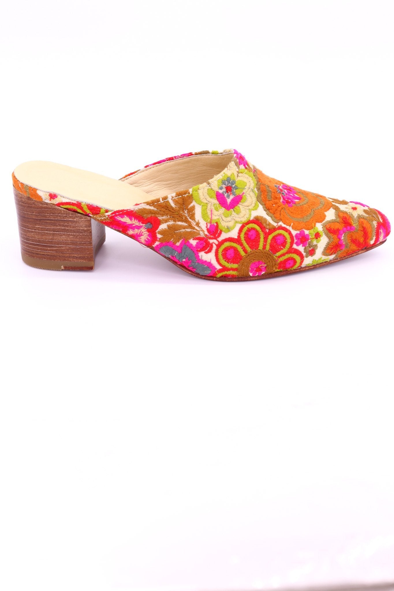 EMBROIDERED HEELED MULES ELLIE - BANGKOK TAILOR CLOTHING STORE - HANDMADE CLOTHING