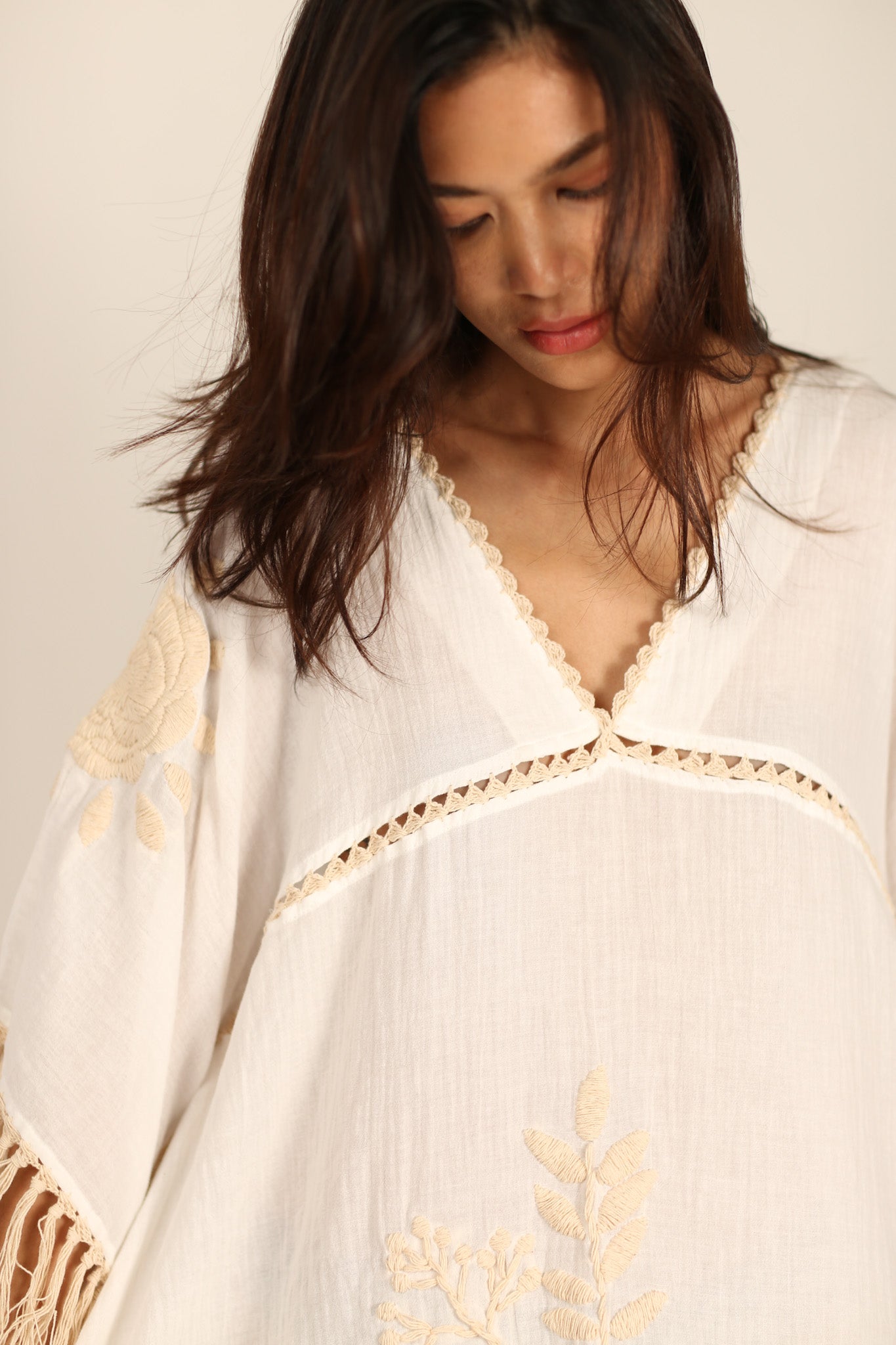 EMBROIDERED KAFTAN DRESS CASSI - BANGKOK TAILOR CLOTHING STORE - HANDMADE CLOTHING