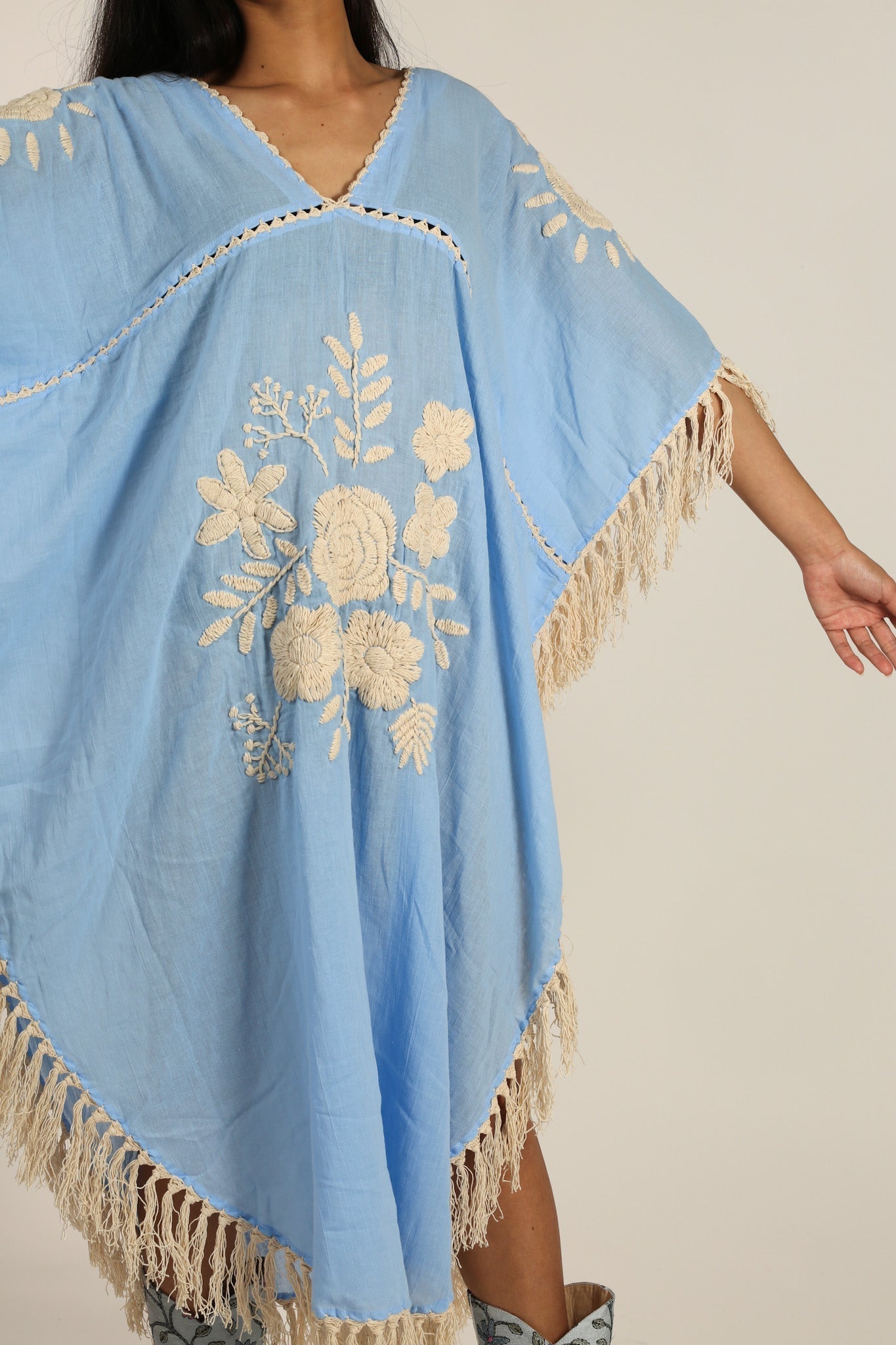 EMBROIDERED KAFTAN DRESS CASSI - BANGKOK TAILOR CLOTHING STORE - HANDMADE CLOTHING