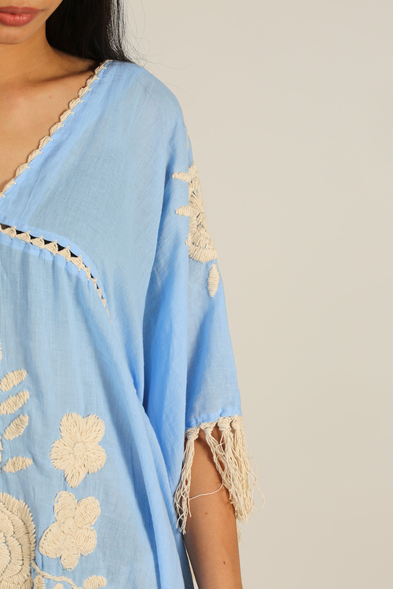 EMBROIDERED KAFTAN DRESS CASSI - BANGKOK TAILOR CLOTHING STORE - HANDMADE CLOTHING