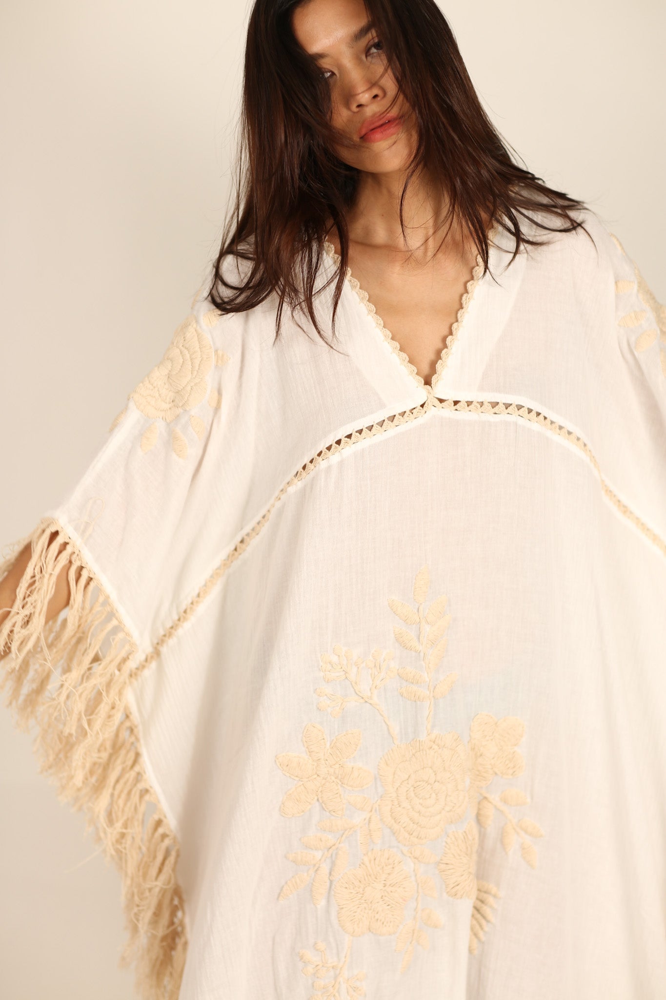 EMBROIDERED KAFTAN DRESS CASSI - BANGKOK TAILOR CLOTHING STORE - HANDMADE CLOTHING