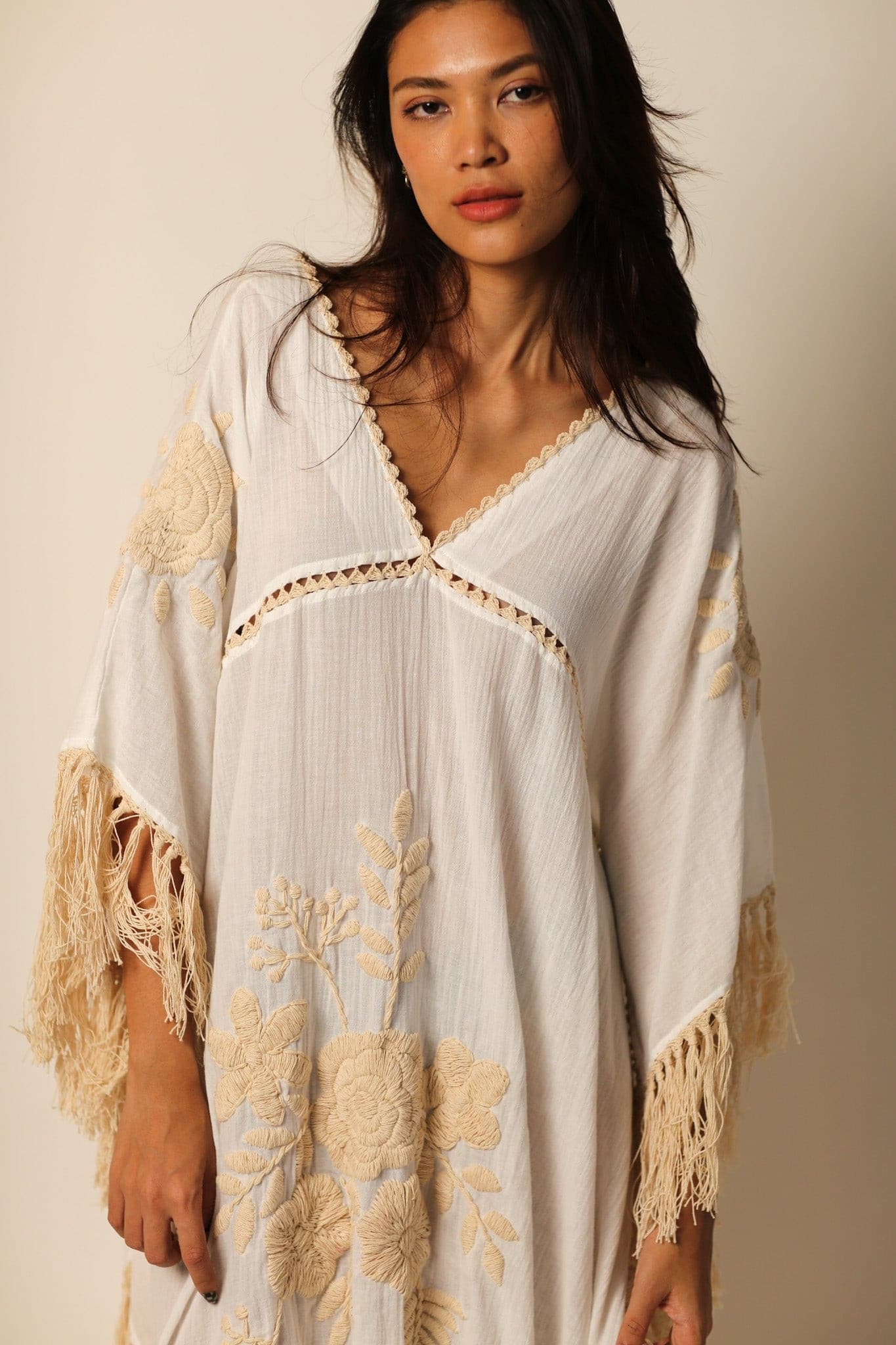 EMBROIDERED KAFTAN DRESS CASSI - BANGKOK TAILOR CLOTHING STORE - HANDMADE CLOTHING