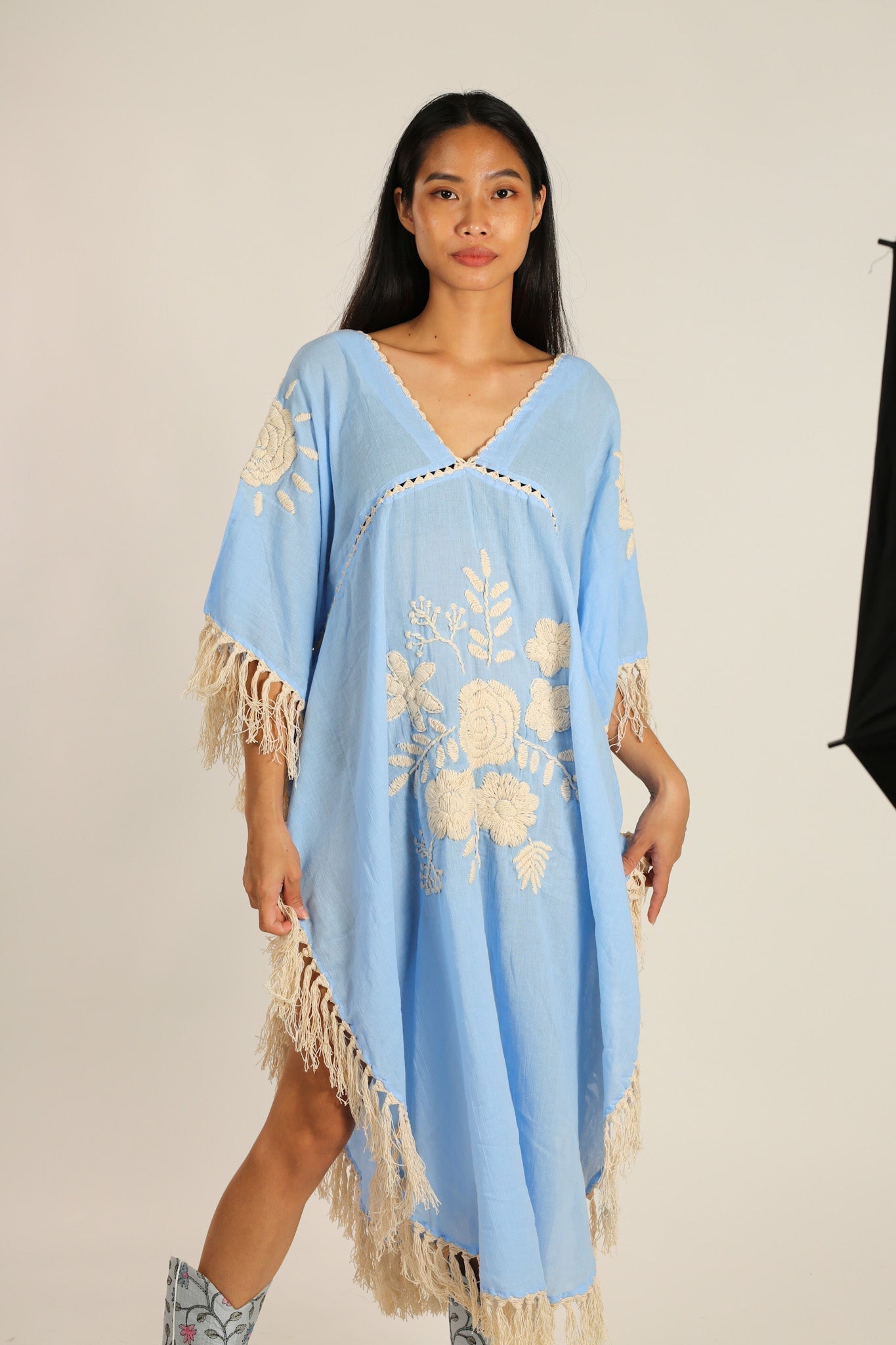 EMBROIDERED KAFTAN DRESS CASSI - BANGKOK TAILOR CLOTHING STORE - HANDMADE CLOTHING