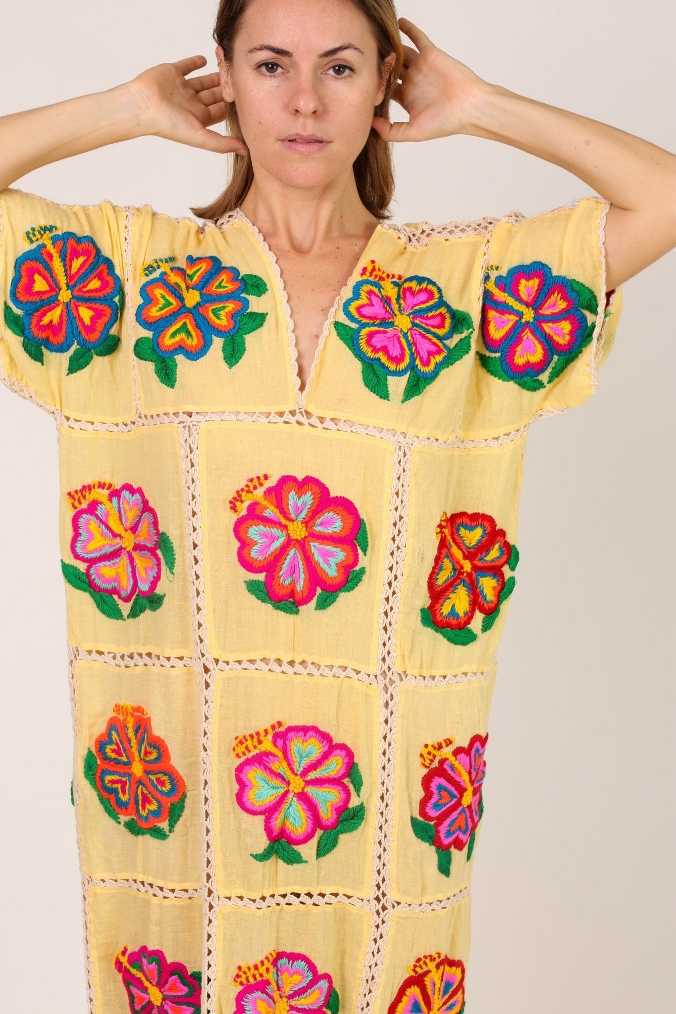 EMBROIDERED KAFTAN DRESS JOSIN - BANGKOK TAILOR CLOTHING STORE - HANDMADE CLOTHING