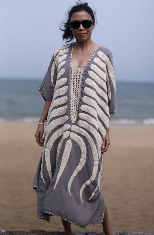 EMBROIDERED KAFTAN MARIE CLAIRE - BANGKOK TAILOR CLOTHING STORE - HANDMADE CLOTHING