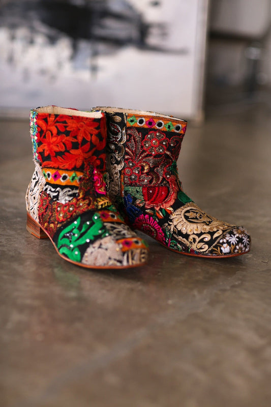 EMBROIDERED PATCHWORK BOOTS ROMY - BANGKOK TAILOR CLOTHING STORE - HANDMADE CLOTHING