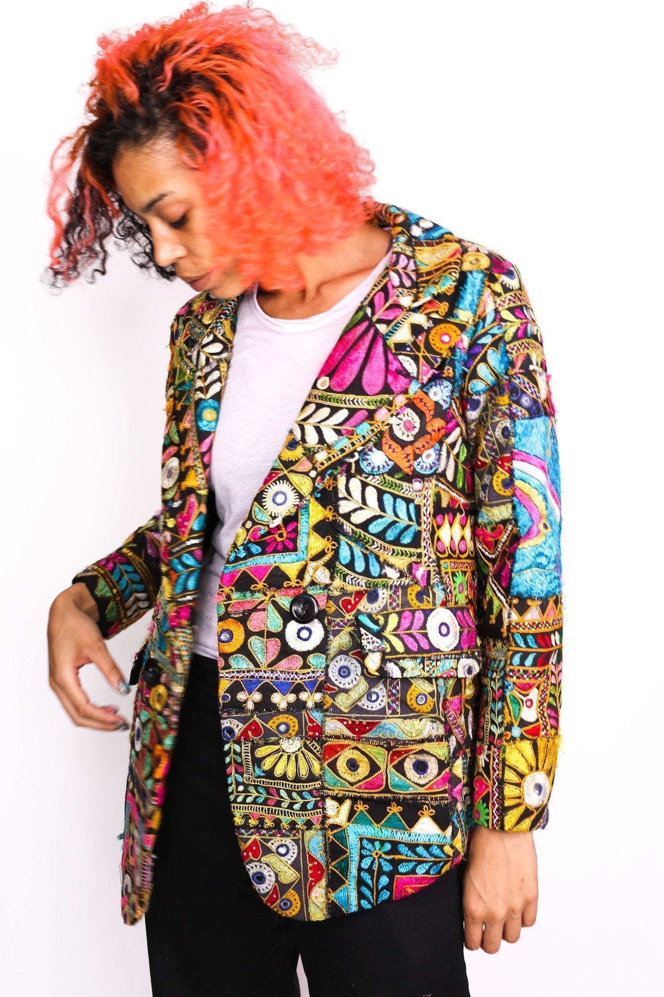 EMBROIDERED PATCHWORK JACKET FRIDA - BANGKOK TAILOR CLOTHING STORE - HANDMADE CLOTHING