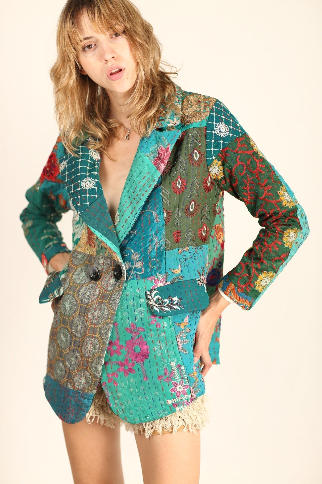 EMBROIDERED PATCHWORK JACKET PENNY - BANGKOK TAILOR CLOTHING STORE - HANDMADE CLOTHING