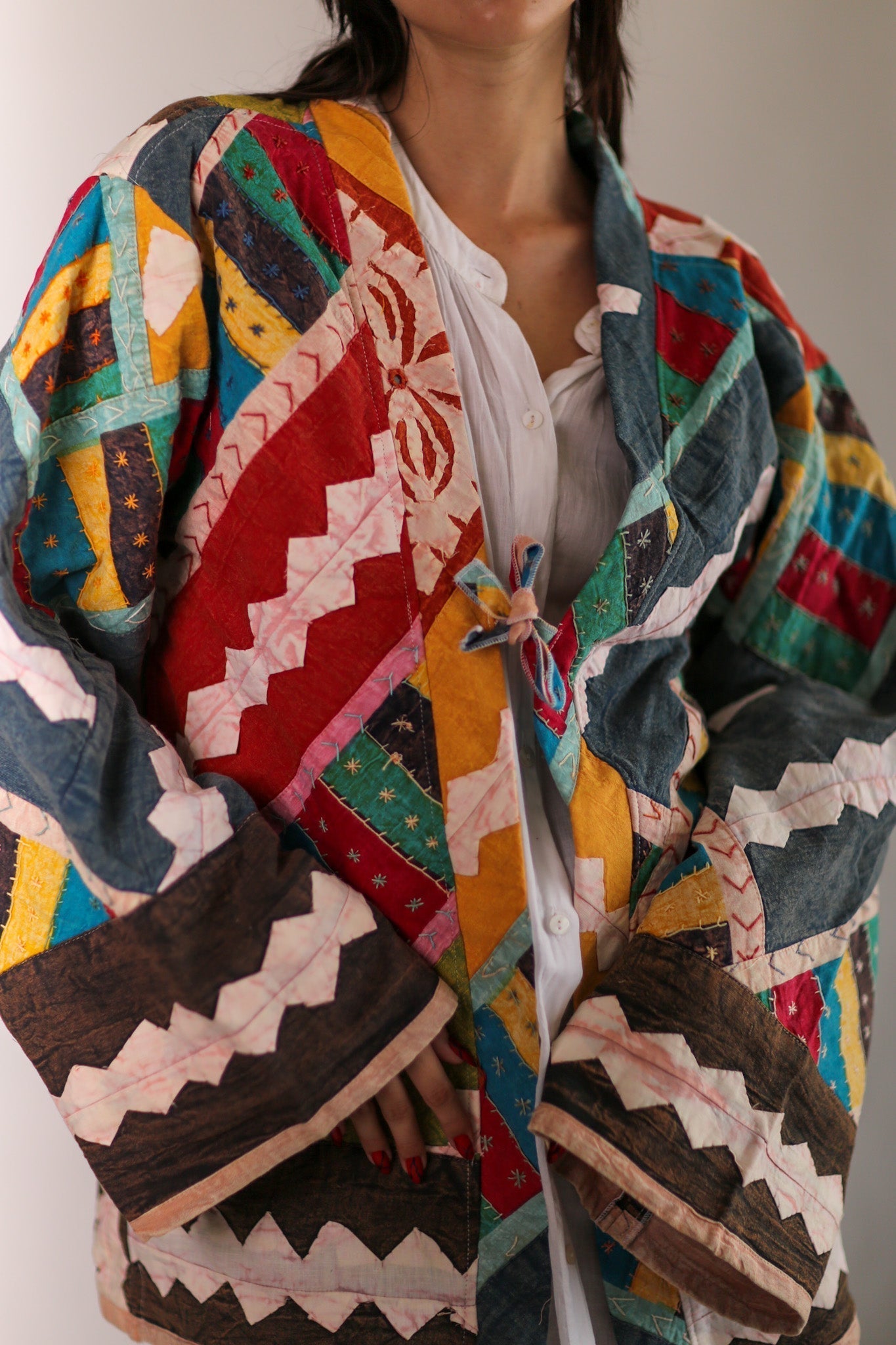 EMBROIDERED PATCHWORK KIMONO HILO - BANGKOK TAILOR CLOTHING STORE - HANDMADE CLOTHING