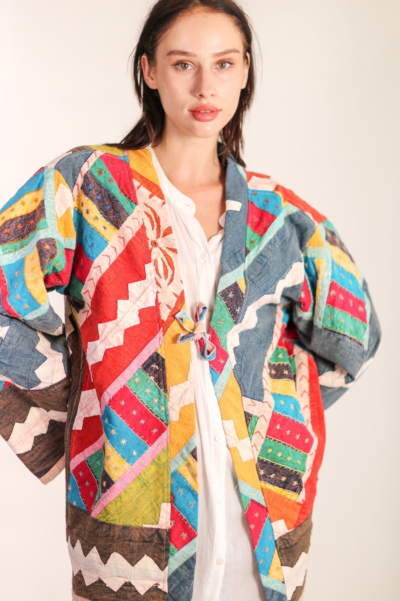 EMBROIDERED PATCHWORK KIMONO HILO - BANGKOK TAILOR CLOTHING STORE - HANDMADE CLOTHING