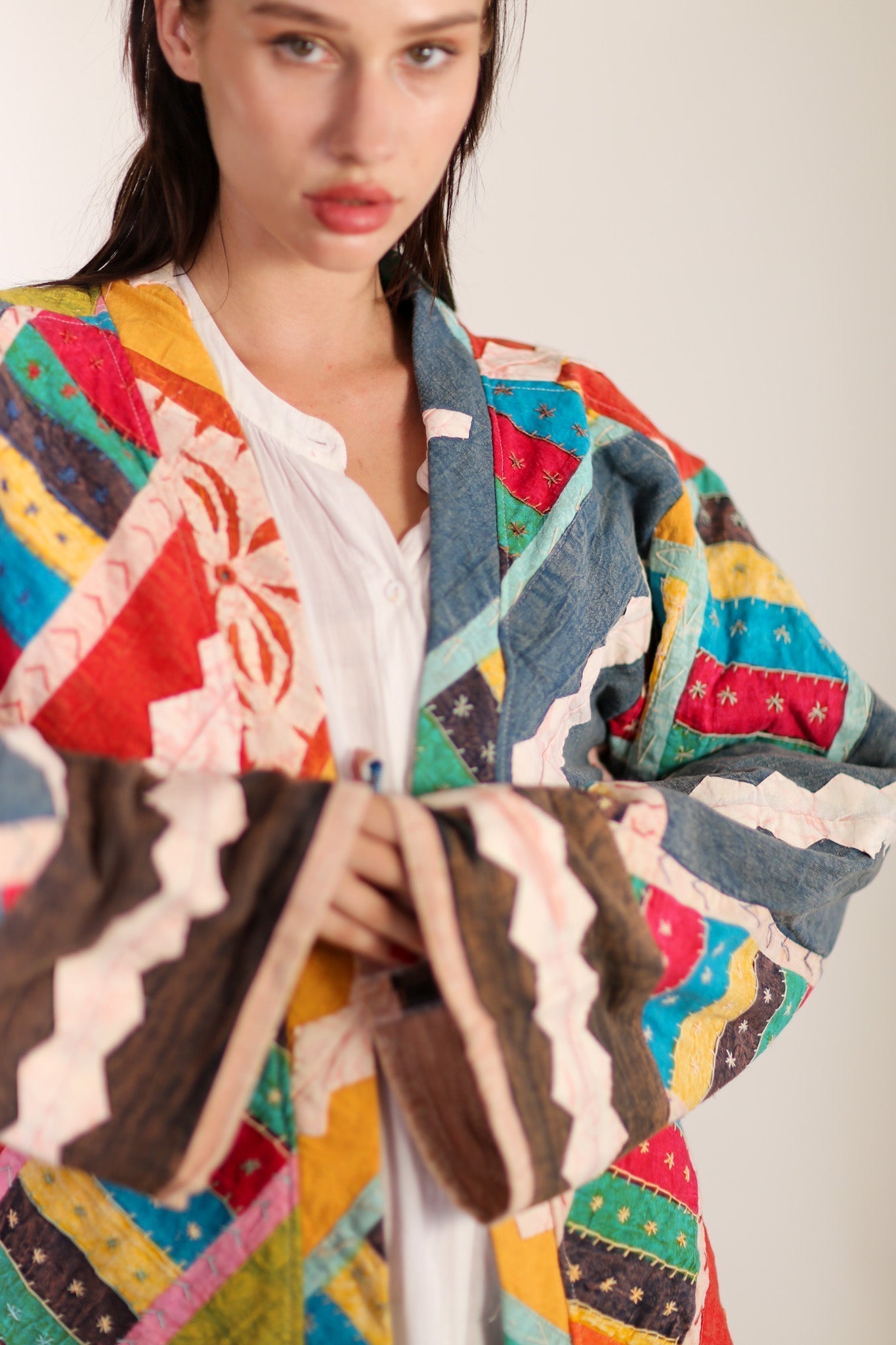 EMBROIDERED PATCHWORK KIMONO HILO - BANGKOK TAILOR CLOTHING STORE - HANDMADE CLOTHING