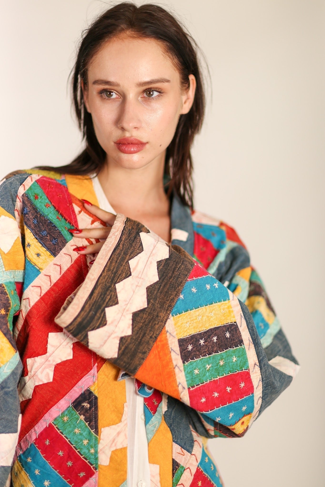 EMBROIDERED PATCHWORK KIMONO HILO - BANGKOK TAILOR CLOTHING STORE - HANDMADE CLOTHING