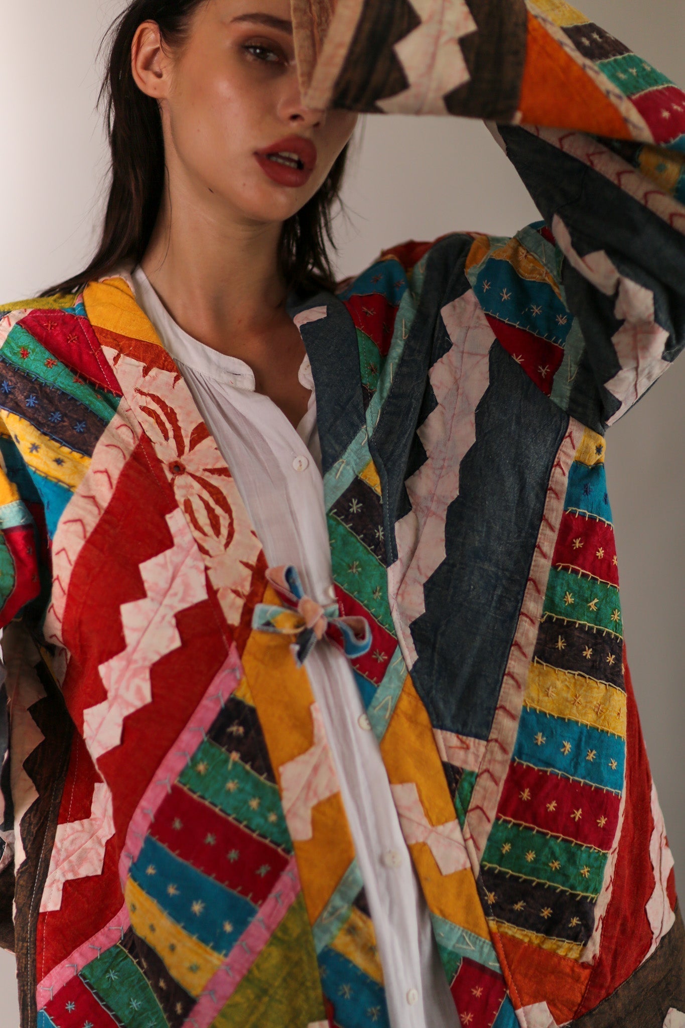 EMBROIDERED PATCHWORK KIMONO HILO - BANGKOK TAILOR CLOTHING STORE - HANDMADE CLOTHING