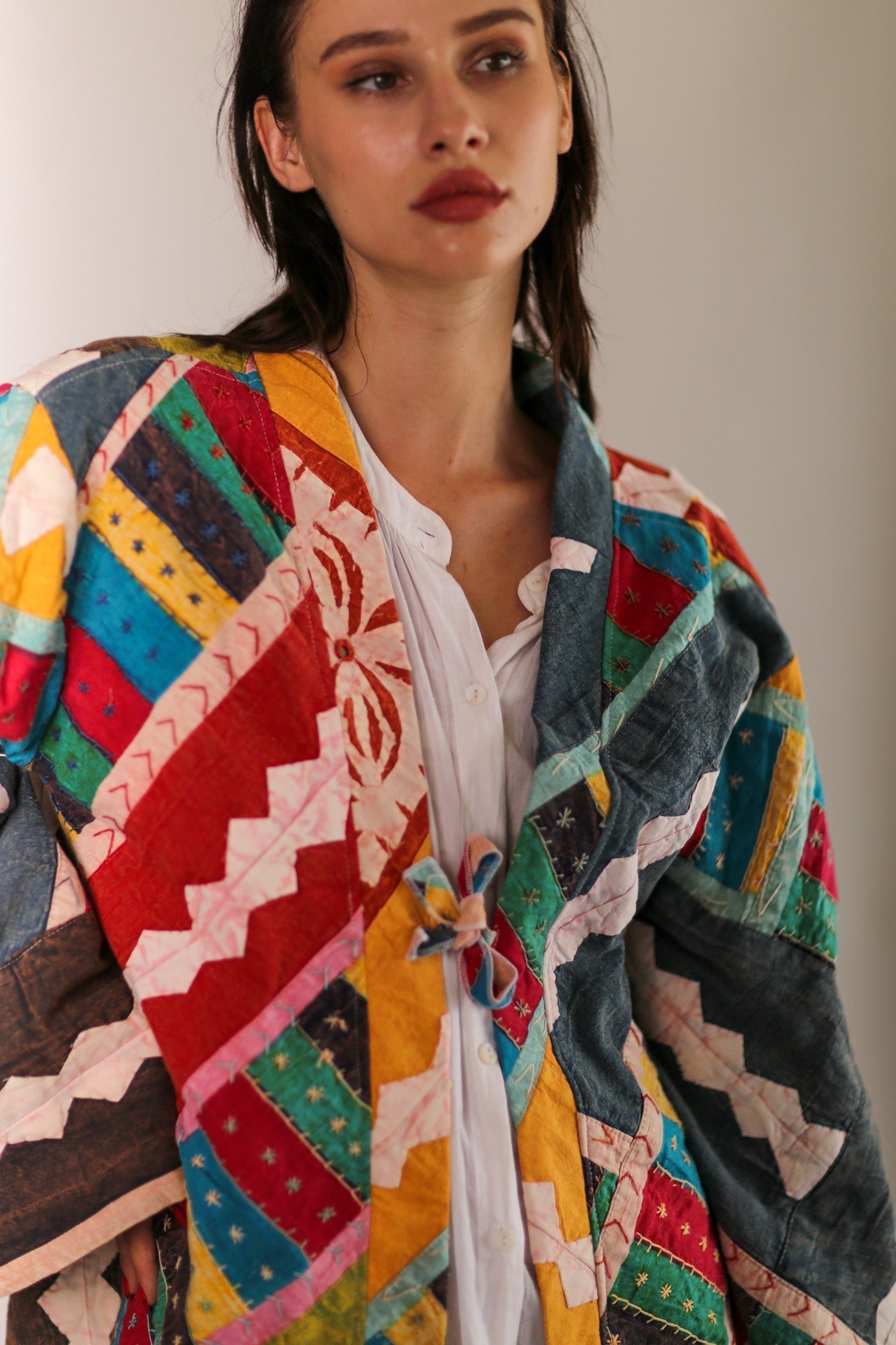 EMBROIDERED PATCHWORK KIMONO HILO - BANGKOK TAILOR CLOTHING STORE - HANDMADE CLOTHING