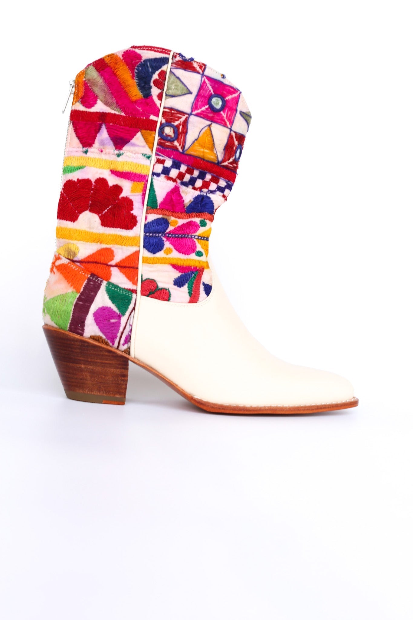 EMBROIDERED PATCHWORK WESTERN BOOTS ANDROMEDA - sustainably made MOMO NEW YORK sustainable clothing, boots slow fashion