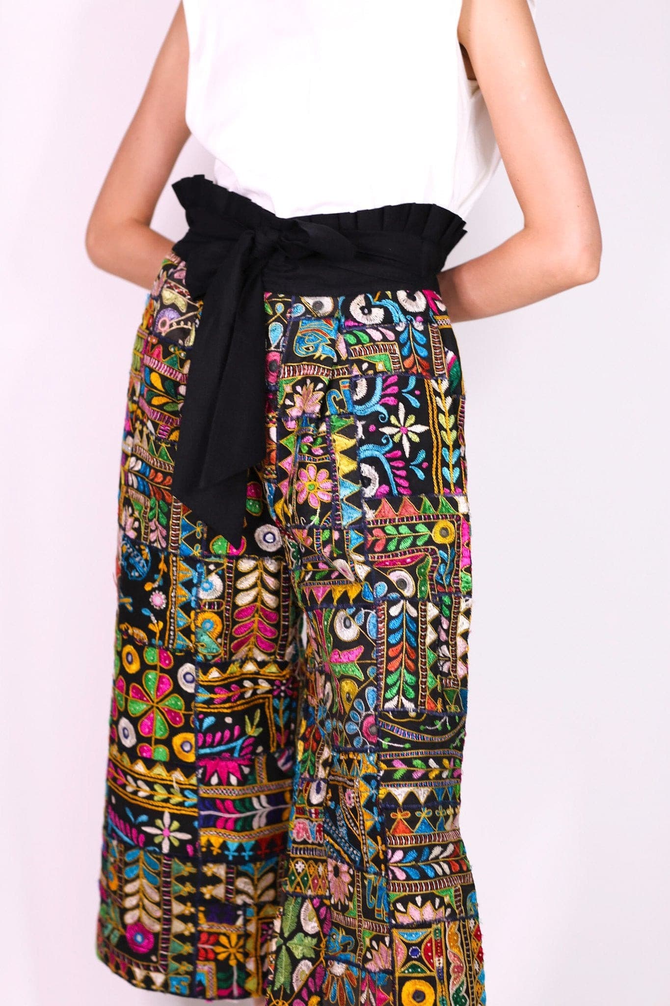 EMBROIDERED PATCHWORK WRAP PANTS BLAIRE - BANGKOK TAILOR CLOTHING STORE - HANDMADE CLOTHING