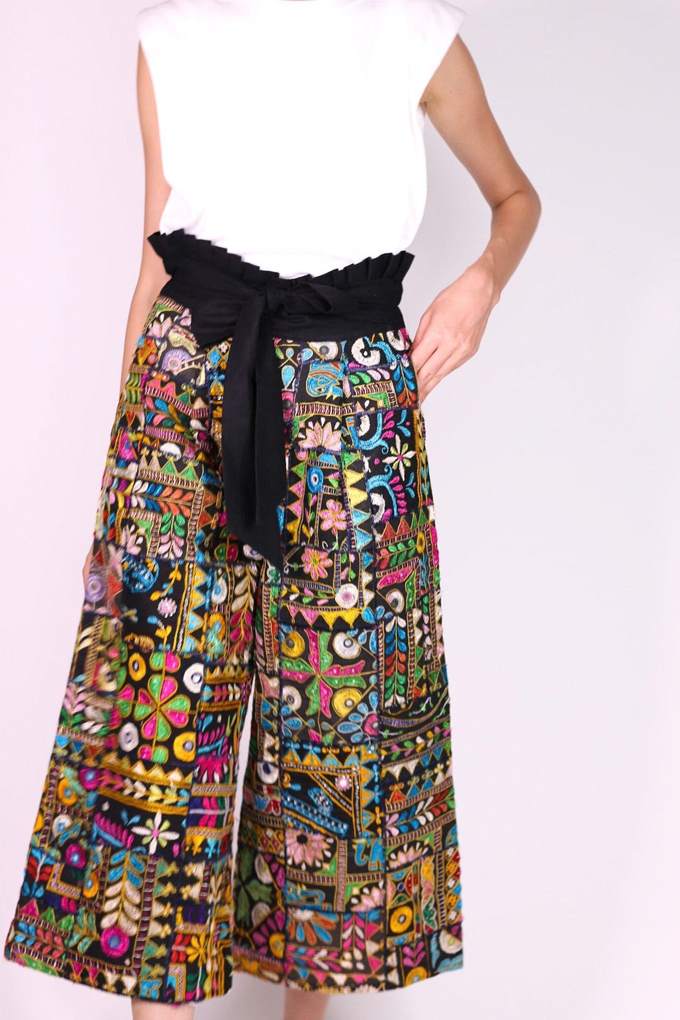 EMBROIDERED PATCHWORK WRAP PANTS BLAIRE - BANGKOK TAILOR CLOTHING STORE - HANDMADE CLOTHING